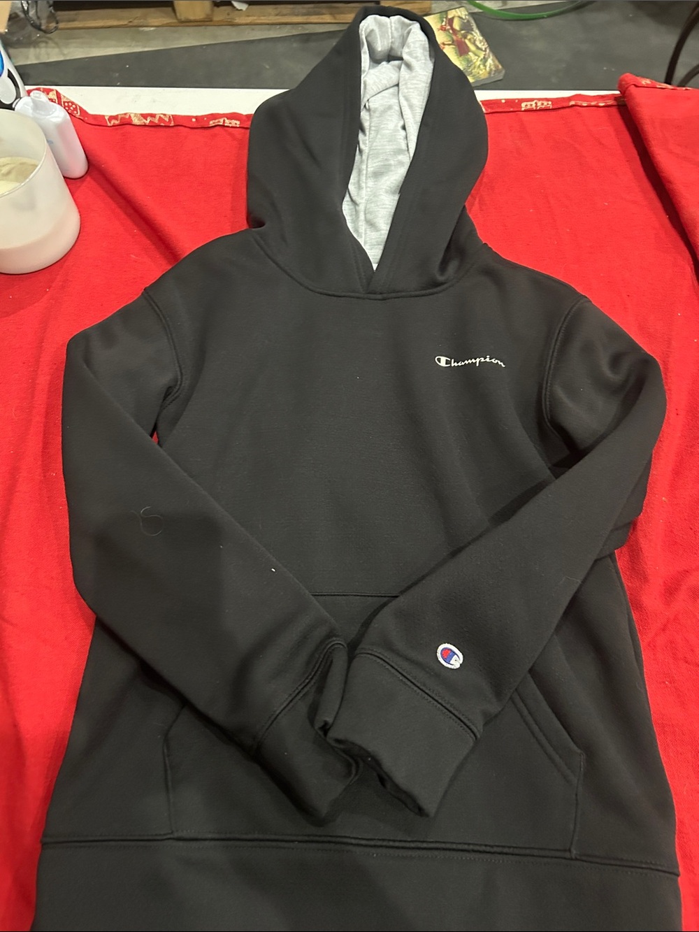 Champion Black Hoodie with Gray Lining Kids Sweatshirt